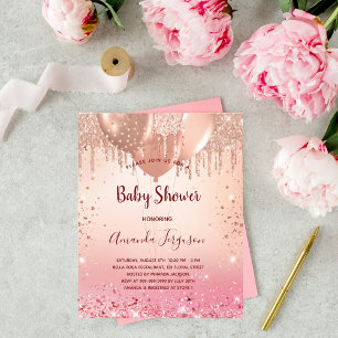 Flyer Invitación de presupuesto con brillo de rosa rosa 