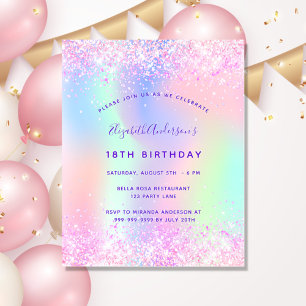 Flyer Invitación de presupuesto con brillo rosa púrpura 