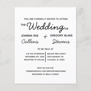 Flyer Invitación de Presupuesto de Boda Sin Tema, Solo A