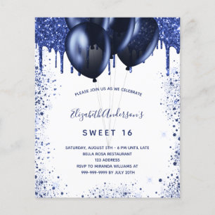 Flyer Invitación de presupuesto de dulce 16 azul marino