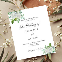 Flyer invitación de presupuesto de flores blancas bodas