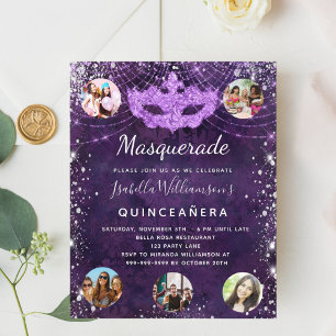 Flyer Invitación de presupuesto de Quinceañera púrpura d