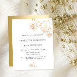 Flyer Invitación de presupuesto floral de oro blanco de<br><div class="desc">Tenga en cuenta que esta invitación está en papel de volante y es muy delgada. Los sobres no están incluidos. Para invitaciones más gruesas (el mismo diseño) visite nuestra tienda. Una moderna, elegante y minimalista invitación a la fiesta de cumpleaños. Delantera: fondo blanco de moda decorado con flores de oro...</div>