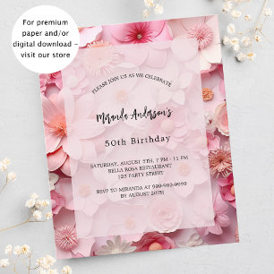 Flyer Invitación de presupuesto para flores rosas de cum
