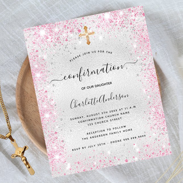 Flyer Invitación de presupuesto rosa del purpurina plate (Subido por el creador)