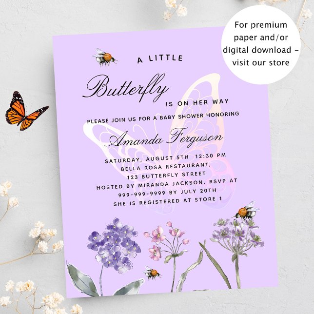 Flyer Invitación de presupuesto violeta de la mariposa B (Subido por el creador)