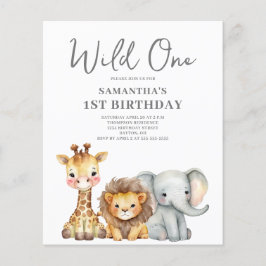 Flyer Invitación de primer cumpleaños de Budget Wild One