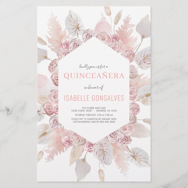 Flyer Invitación de QUINCEAÑERA al agua con presupuesto  (Frente)