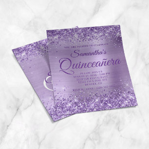 Flyer Invitación de Quinceañera con Monograma de Purpura