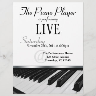 Flyer Invitación de rendimiento de teclas de piano de pe