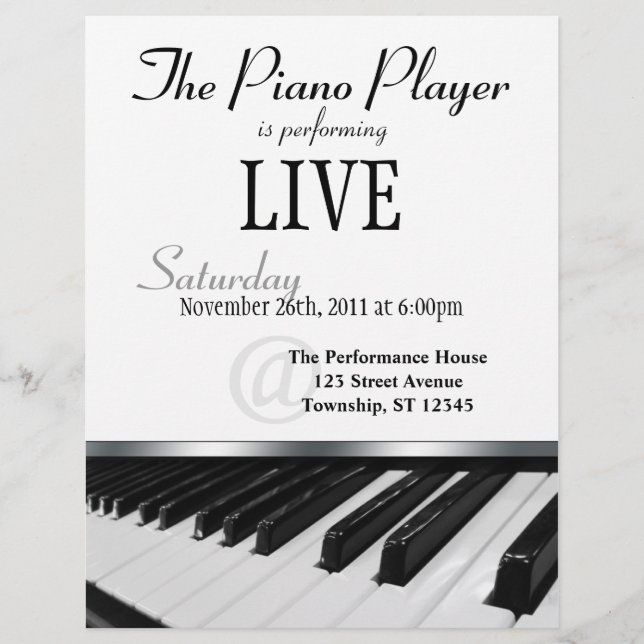 Flyer Invitación de rendimiento de teclas de piano de pe (Frente)