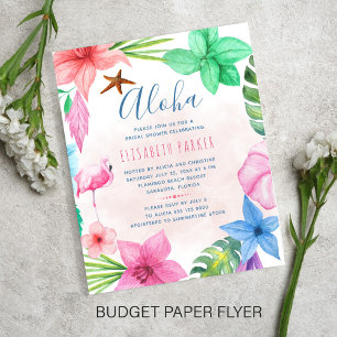 Flyer Invitación de shower nupcial de verano floral rosa