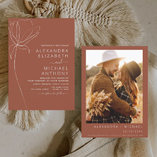 Flyer Invitación de Terracota Naranja Quemada para Boda 