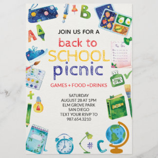 Flyer Invitación De Vuelta A La Escuela Para Hacer Picni