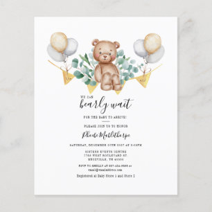 Flyer Invitación del oso Eucalyptus Baby Shower Greenery