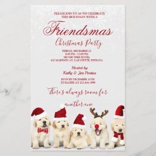 Flyer Invitación del partido Navidades de Golden Retriev
