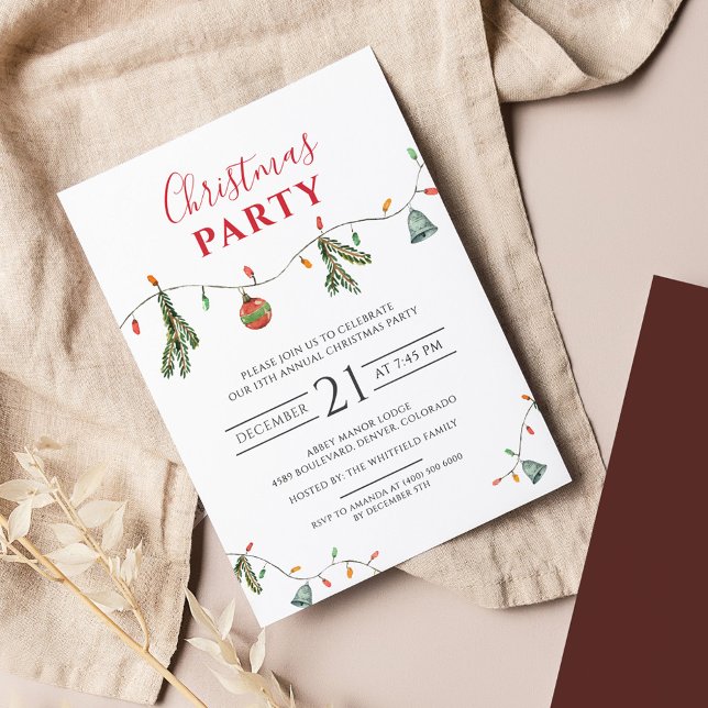 Flyer Invitación del partido Navidades de presupuesto (Boho Rustic Script Christmas Party Invitation Flyer)