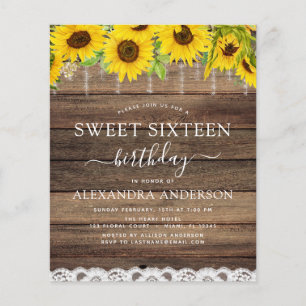 Flyer Invitación Dulces 16 Cumpleaños con Girasoles Pres