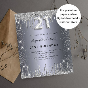 Flyer invitación económica de cumpleaños número 21 con b