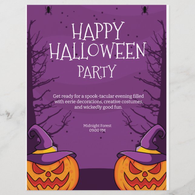 Flyer Invitación editable de Halloween, Fiesta de Hallow (Frente)
