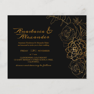 Flyer Invitación elegante de presupuesto de oro a la cer