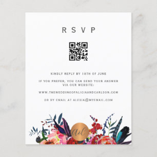 Flyer Invitación elegante floral código QR presupuesto R