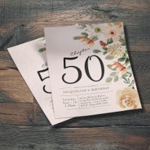 Invitación floral 50 a un presupuesto por cumpleañ