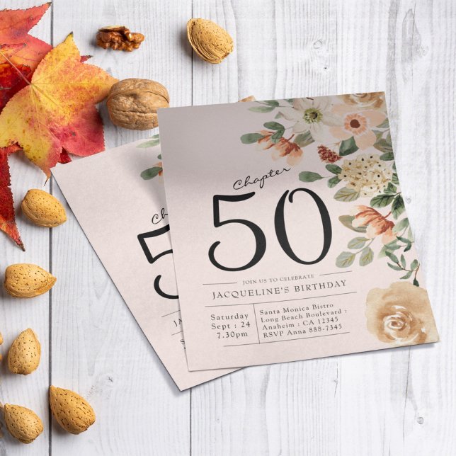 Flyer Invitación floral 50 a un presupuesto por cumpleañ (Subido por el creador)