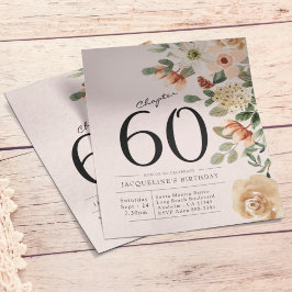 Flyer Invitación floral 60 a un presupuesto por cumpleañ