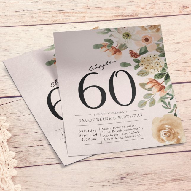 Flyer Invitación floral 60 a un presupuesto por cumpleañ (Subido por el creador)