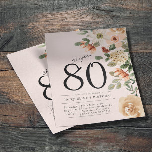Flyer Invitación floral 80 a un presupuesto por cumpleañ