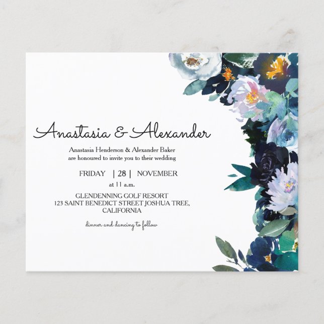 Flyer Invitación floral a la ceremonia de boda. Flye (Frente)