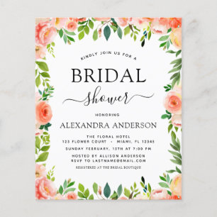 Flyer Invitación floral de ducha de novias con barro de