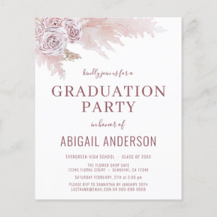 Flyer Invitación floral de graduación de Presupuesto Boh