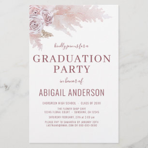 Flyer Invitación floral de graduación de Presupuesto Boh