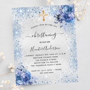 Flyer Invitación floral plateada