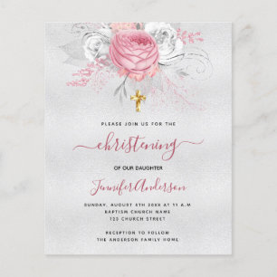 Flyer Invitación floral plateada de plata