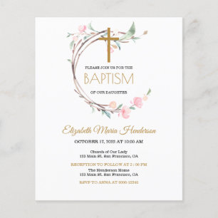 Flyer Invitación floral/PRESUPUESTARIA/bautismo Chica. F