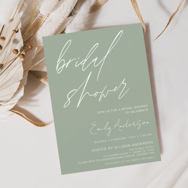 Flyer Invitación manuscrita de Sage Green Bridal Shower (Subido por el creador)