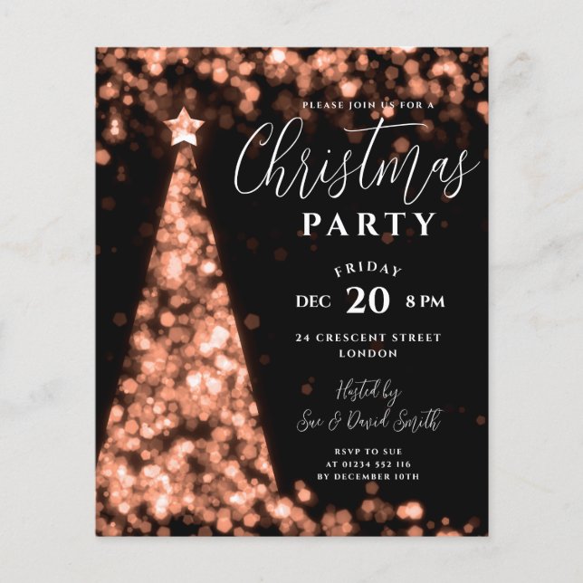 Flyer Invitación moderna de oro para árbol de Navidad de (Frente)