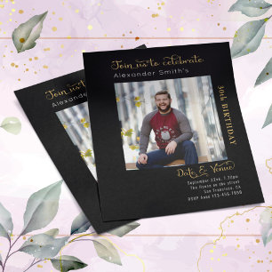 Flyer Invitación negra de cumpleaños número 30 del presu