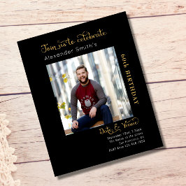 Flyer Invitación negra de cumpleaños número 60 del presu