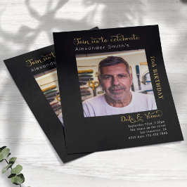 Flyer Invitación negra de cumpleaños número 70 del presu