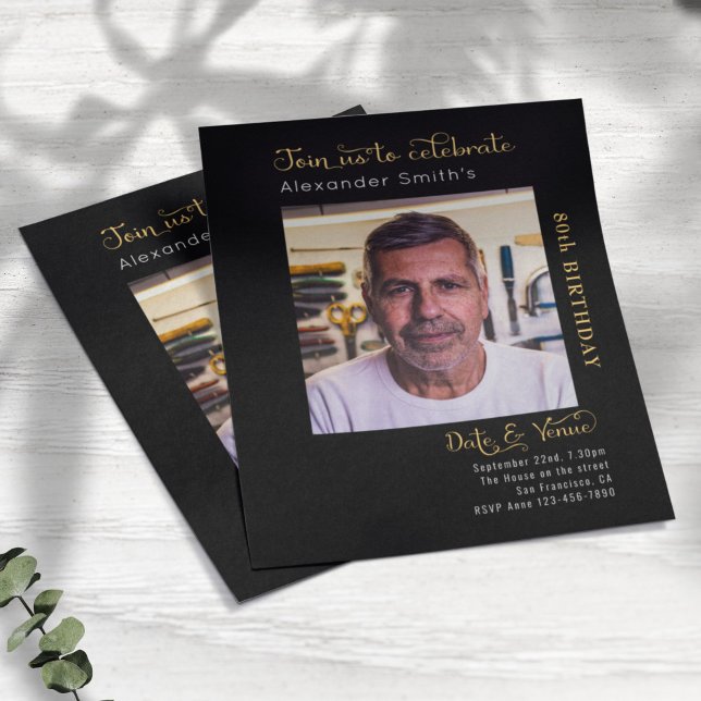 Flyer Invitación negra de cumpleaños número 80 del presu (Subido por el creador)