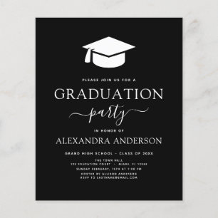 Flyer Invitación Negra para Fiesta de Graduación Presupu