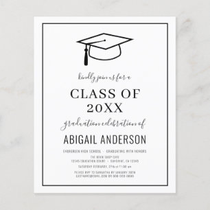 Flyer Invitación Negra Simple para Foto de Graduado Pres