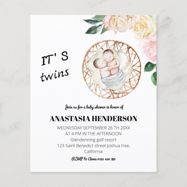 Flyer Invitación para baby shower/BUDGET. (Frente)