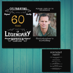 Flyer Invitación para el 60 cumpleaños de Black Gold Bud