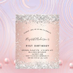 Flyer Invitación para el presupuesto de plata de rosa de<br><div class="desc">Tenga en cuenta que esta invitación está en papel de volante y es muy delgada. Los sobres no están incluidos. Para invitaciones más gruesas (el mismo diseño) visite nuestra tienda. Para una elegante fiesta de cumpleaños número 21 (o cualquier edad). Un rosa de oro falso de aspecto metálico. Decorado con...</div>