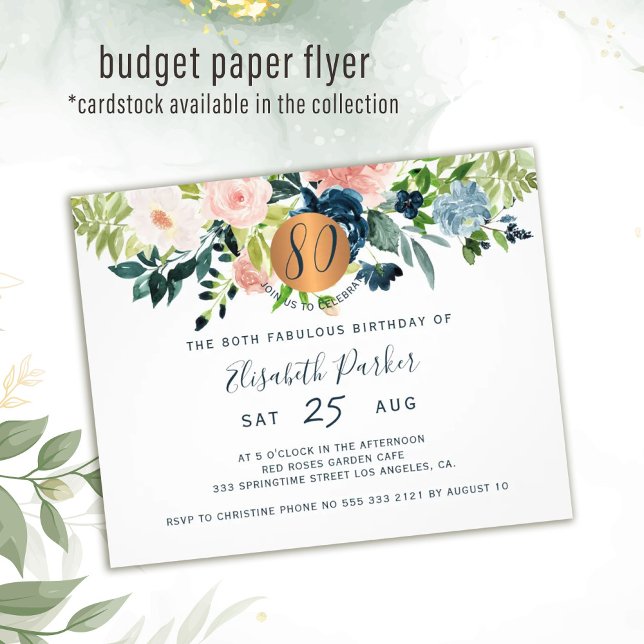 Flyer Invitación para la fiesta de cumpleaños floral núm (Subido por el creador)